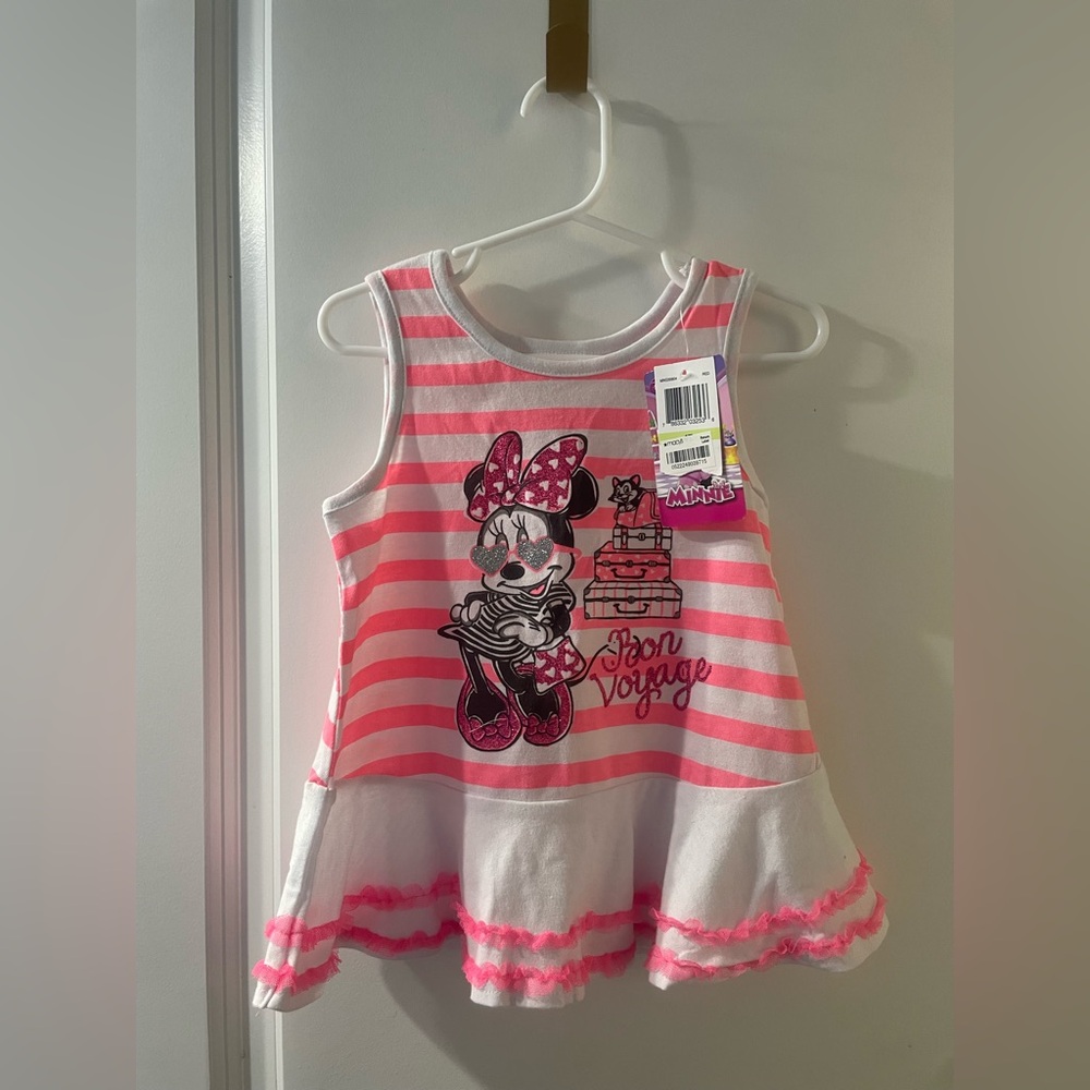 Disney Minnie Mouse Pink & White Striped Tank